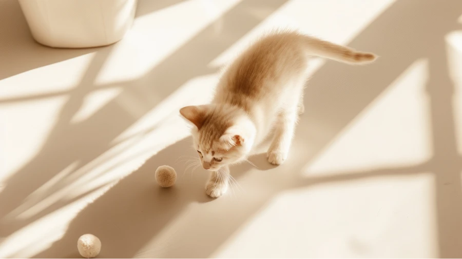 Cat playing with a ball, enjoying an interactive play session.